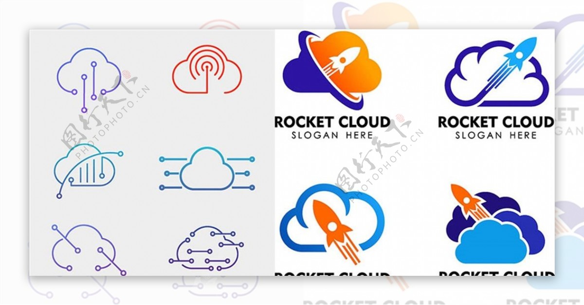 云朵与小火箭标志图片