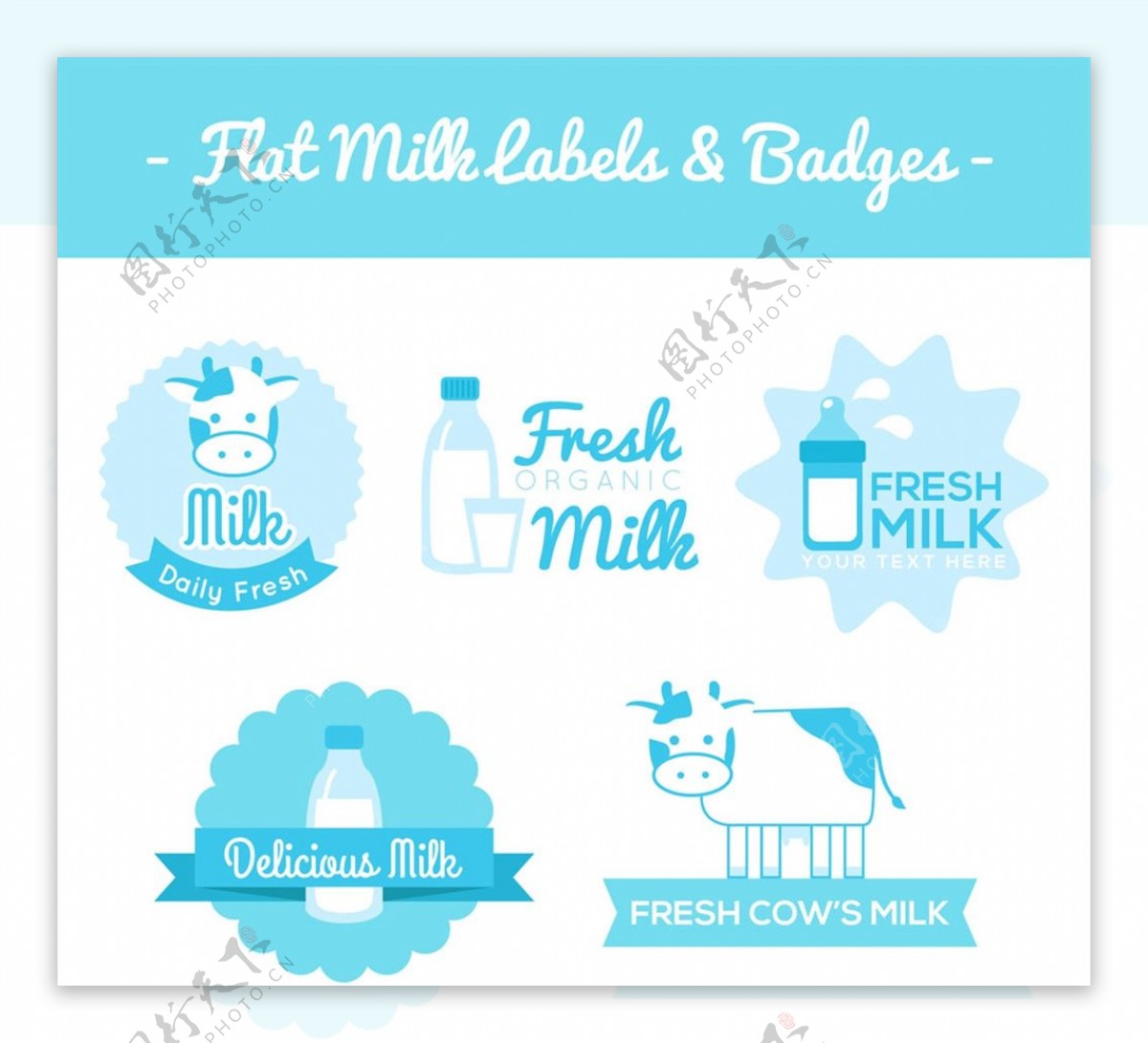 牛奶标签和徽章图片
