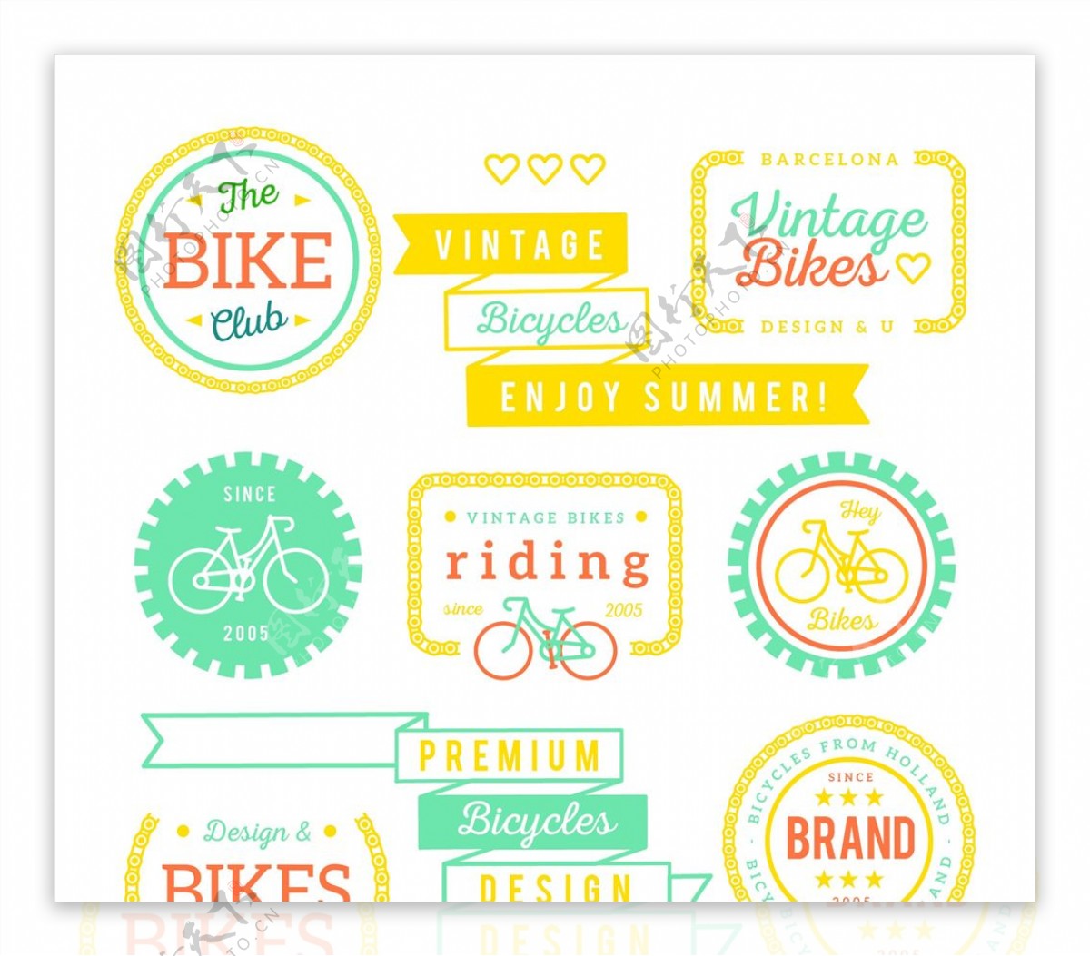可爱风格自行车徽章图片