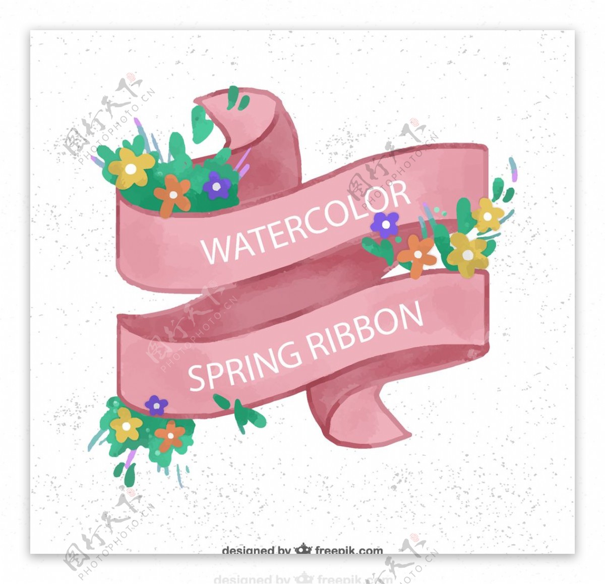 水彩绘春季条幅图片