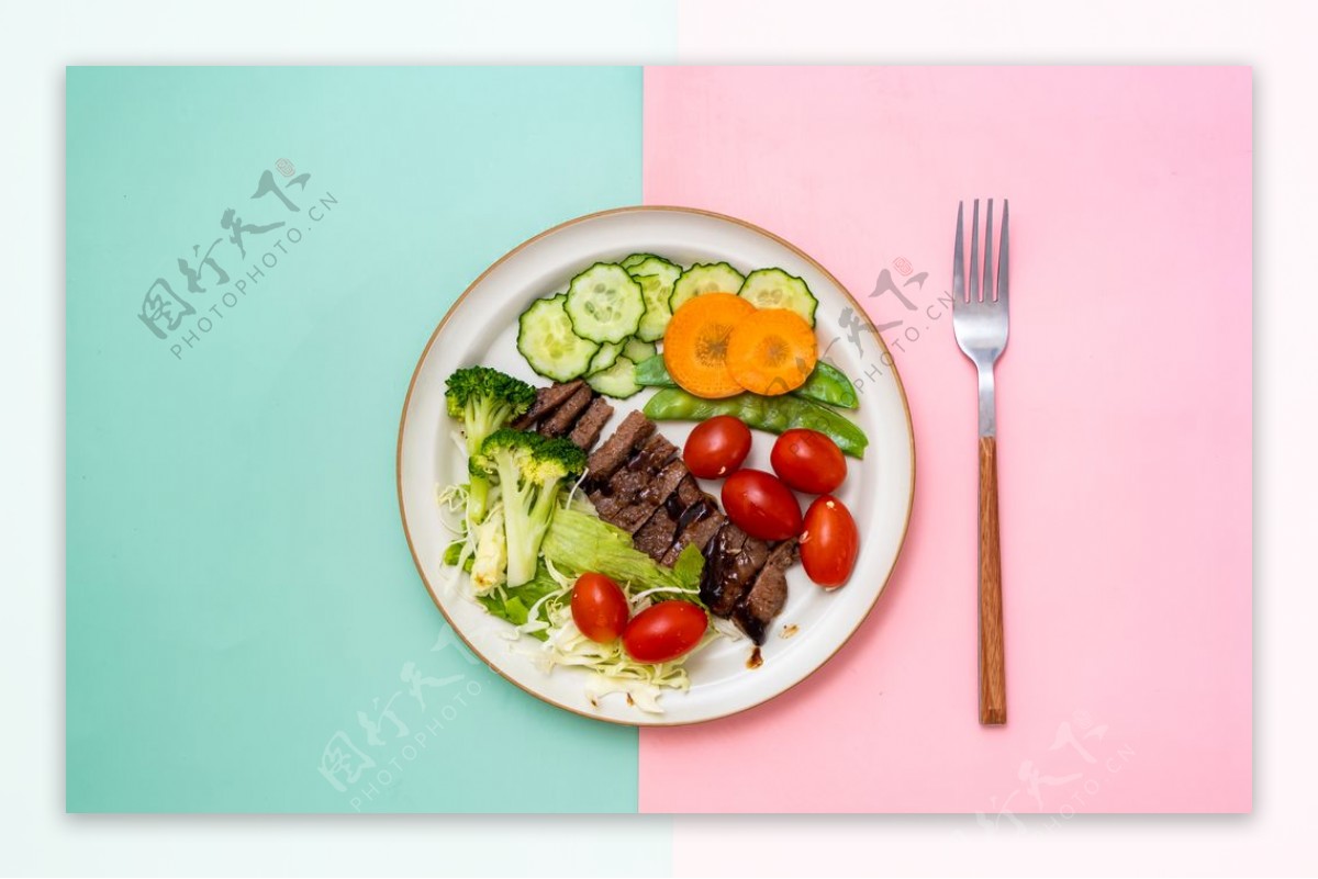 素食沙拉美食背景海报素材图片