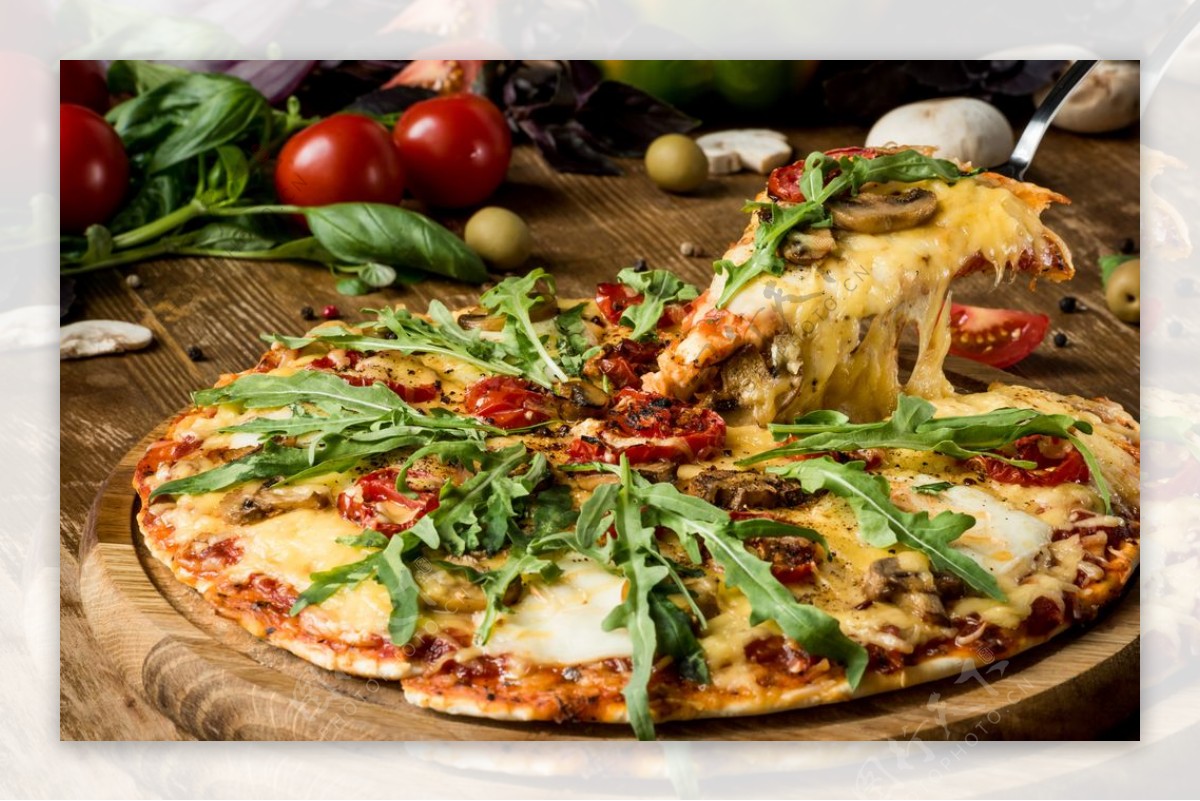 披萨美食食材背景海报素材图片