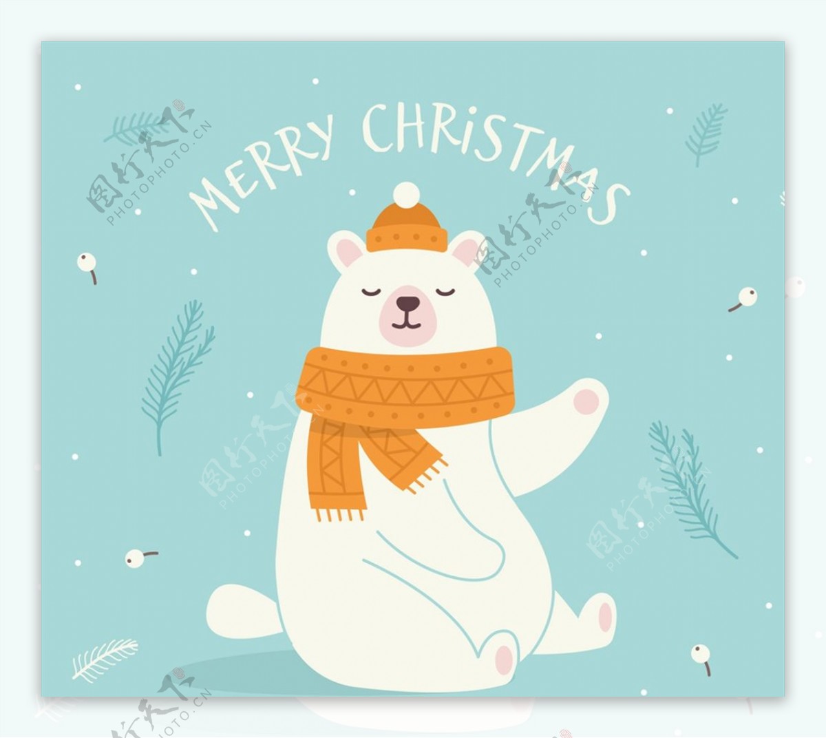 圣诞北极熊矢量图片