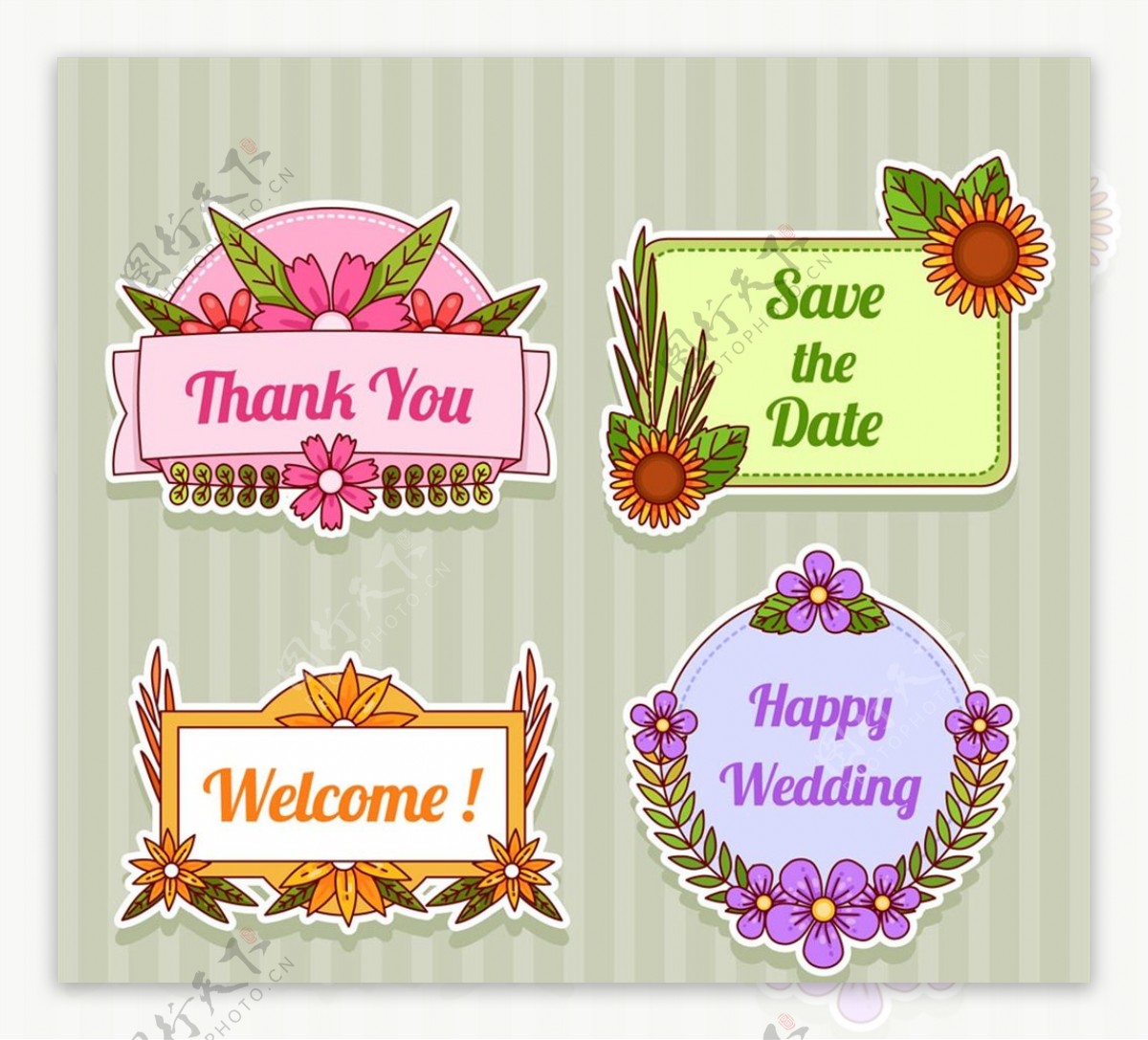 纸质婚礼标签矢量图片