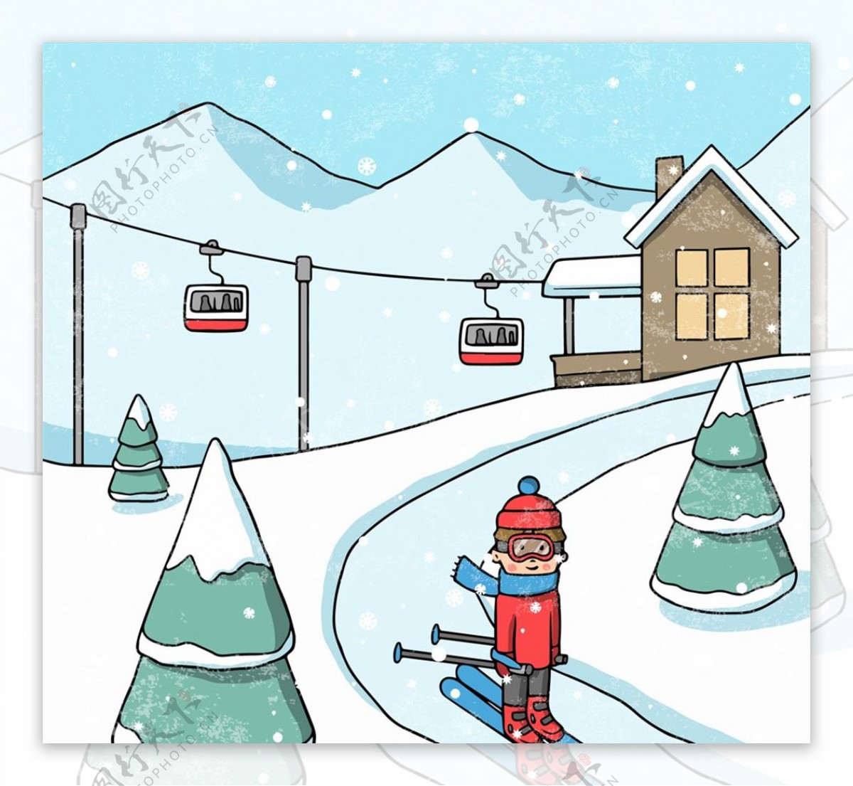 冬季滑雪场人物图片
