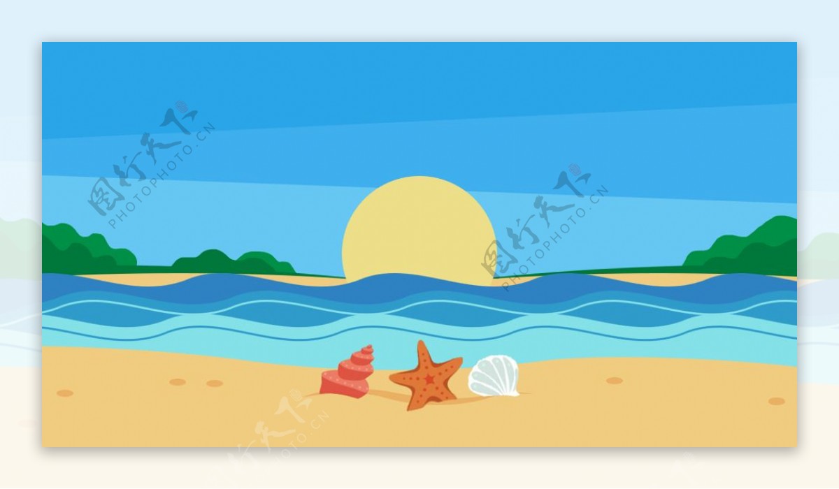 夏日海边沙滩背景图片