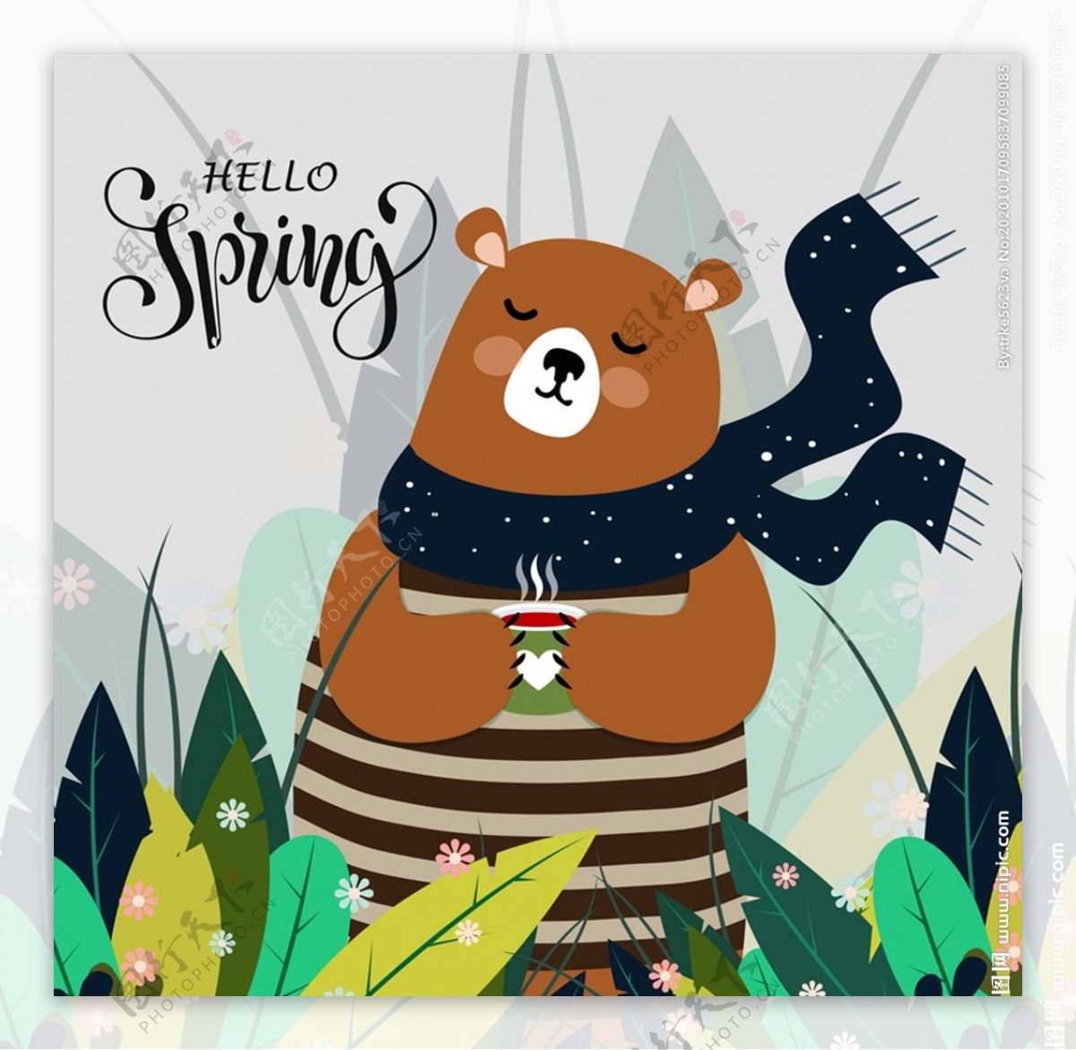 春季棕熊矢量图片