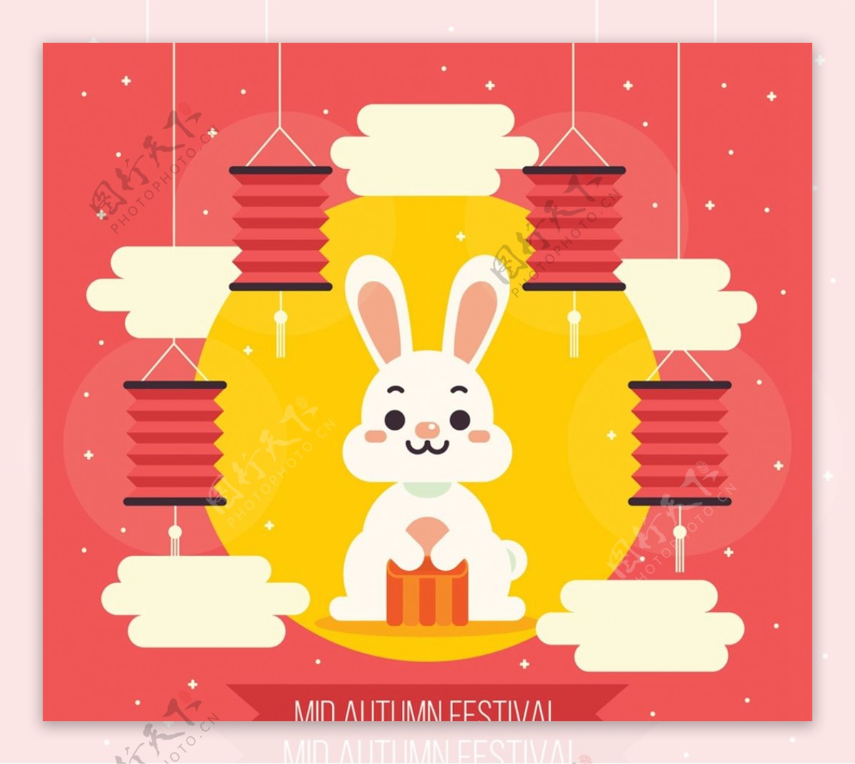 中秋节灯笼和白兔图片