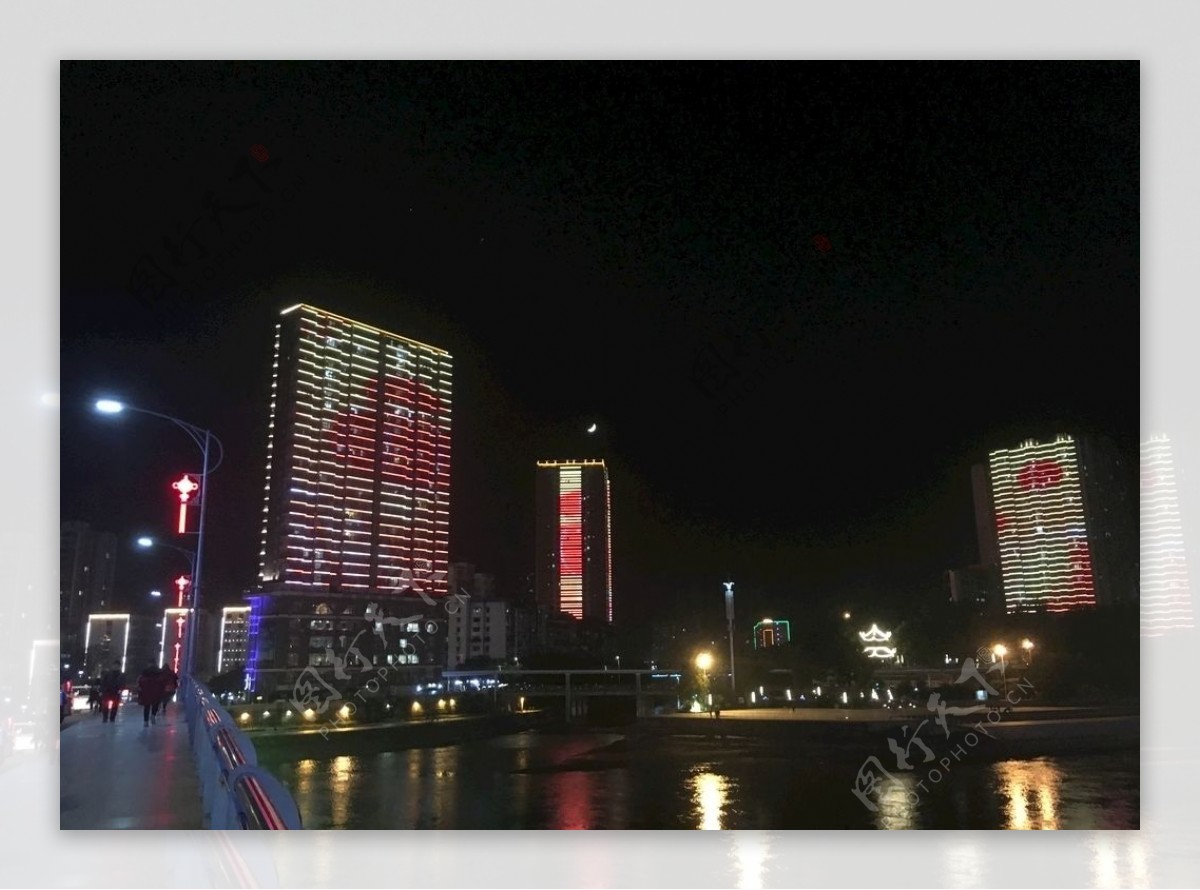 简阳沱三桥夜景图片