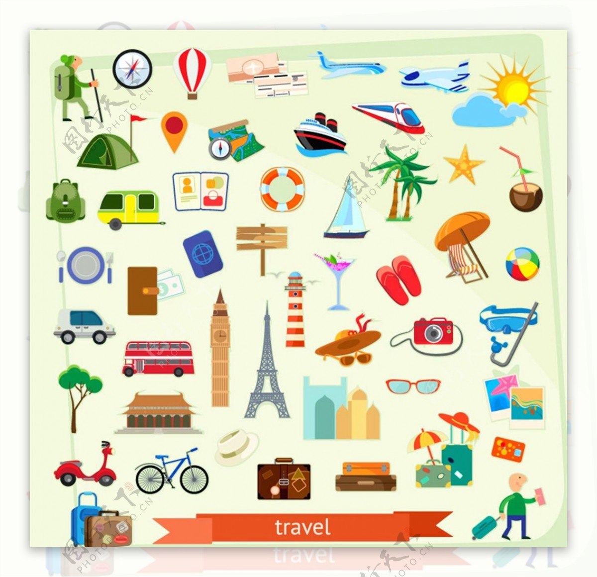 旅游元素图标图片