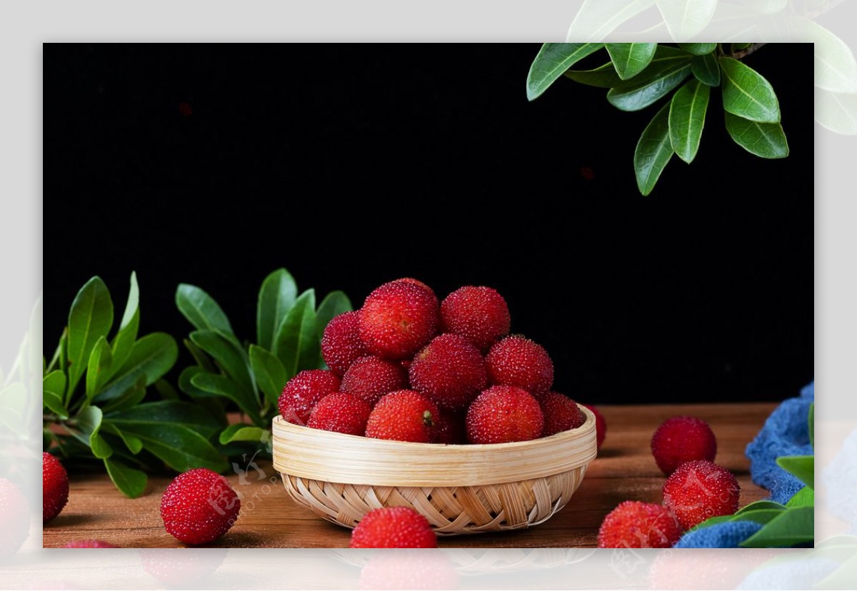 杨梅水果果实背景海报素材图片