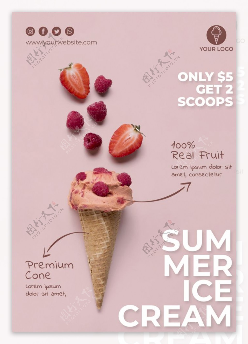 草莓冰淇淋海报图片