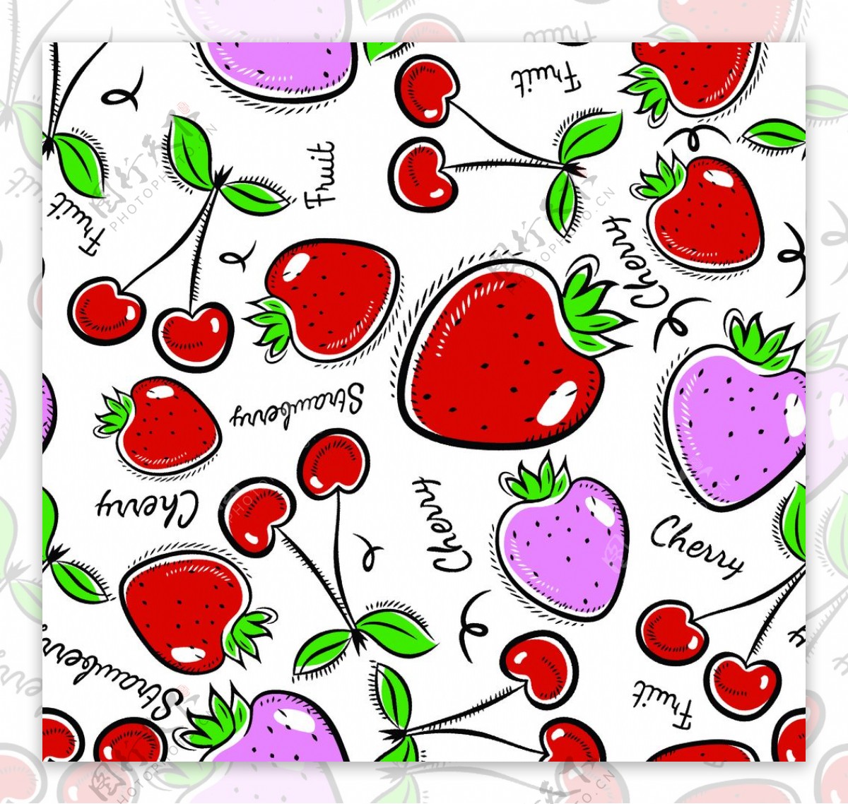 草莓印花图片
