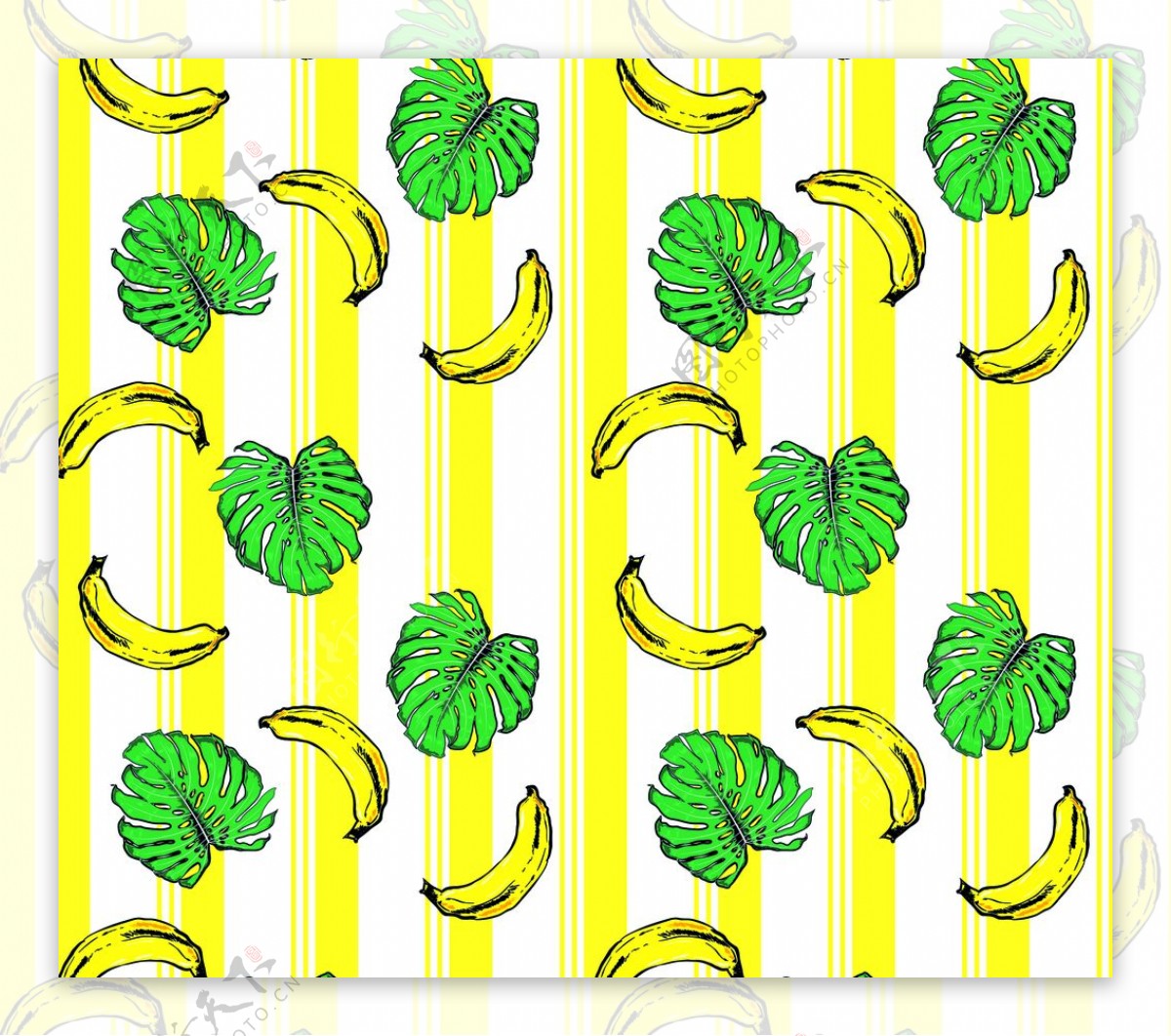 香蕉叶子手绘背景图片