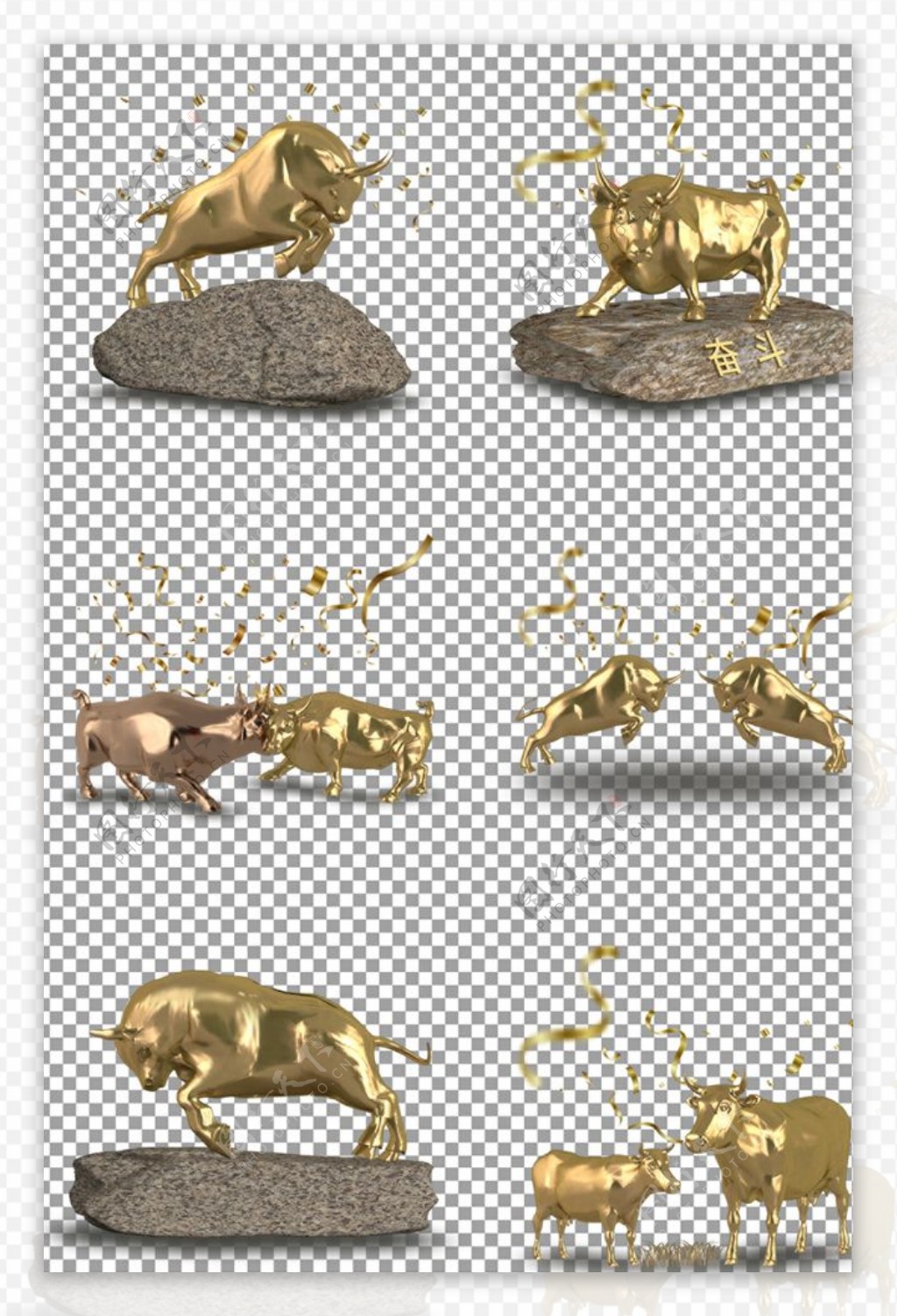 金属质感3D立体牛图片
