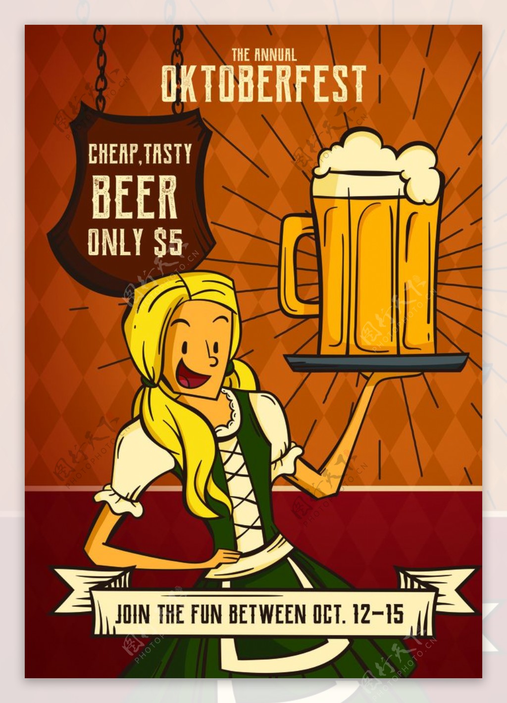 啤酒节漫画海报图片