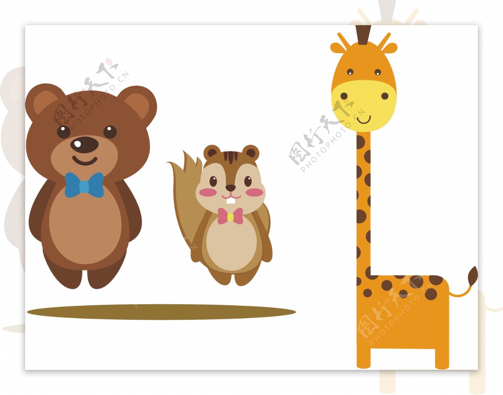 小熊松鼠小动物卡通图片