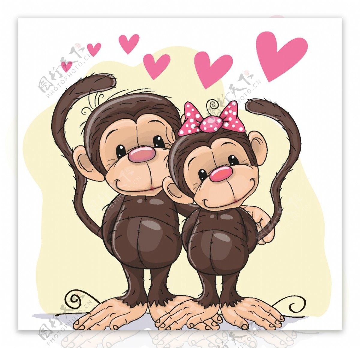 卡通情侣猴子图片