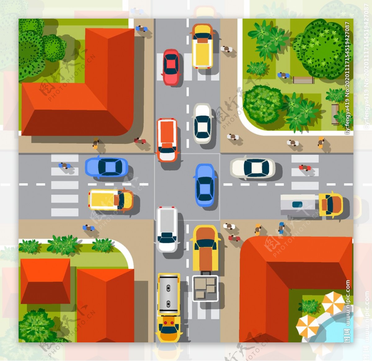 城市交通插画图片