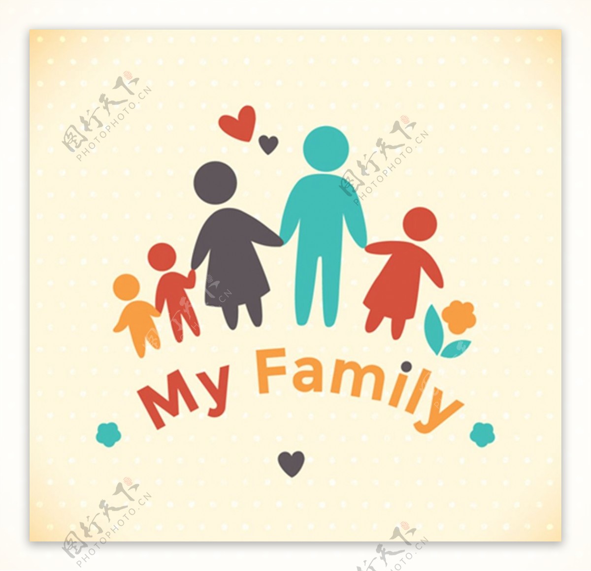 家庭人物标志矢量图片