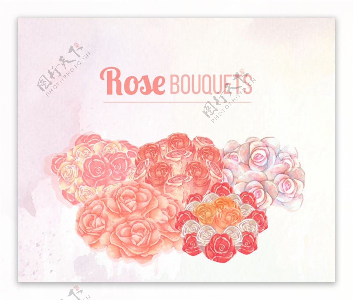水彩绘玫瑰花束图片
