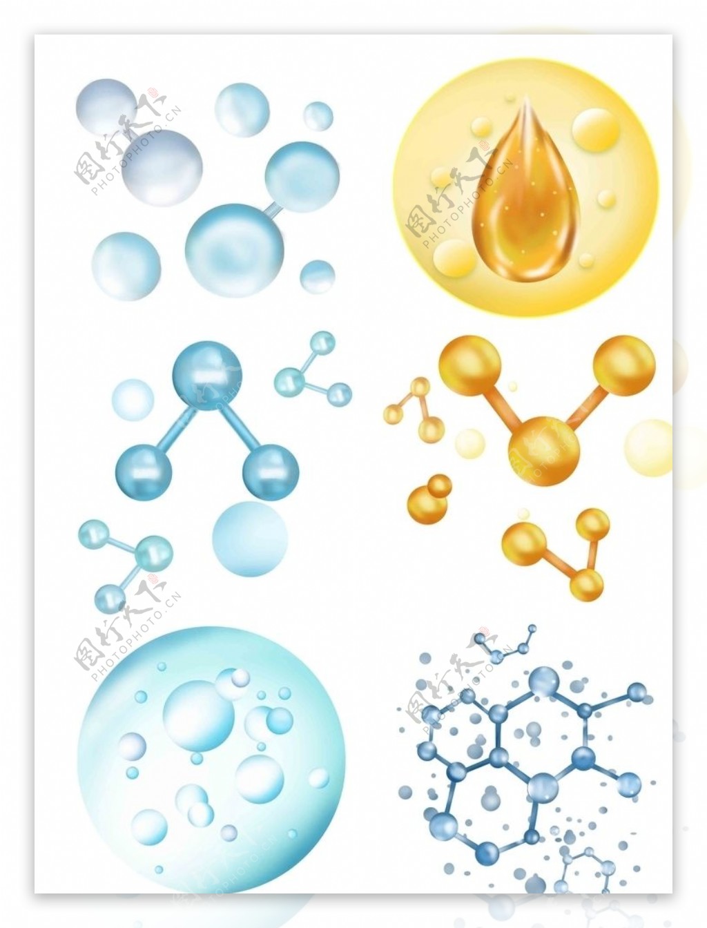 晶莹剔透水分子元素水分子结构元图片