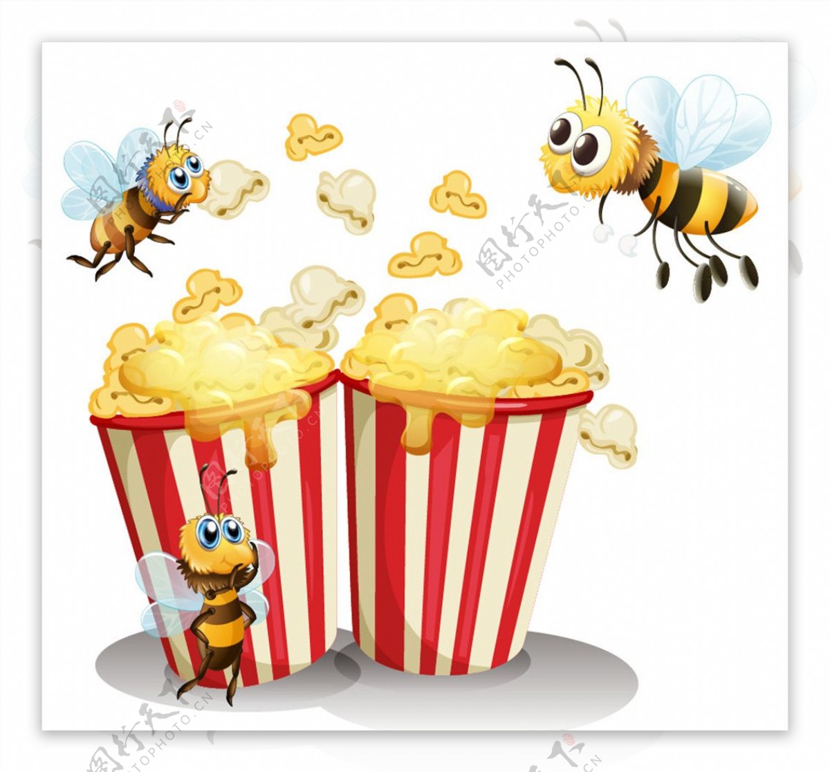 卡通爆米花和蜜蜂图片