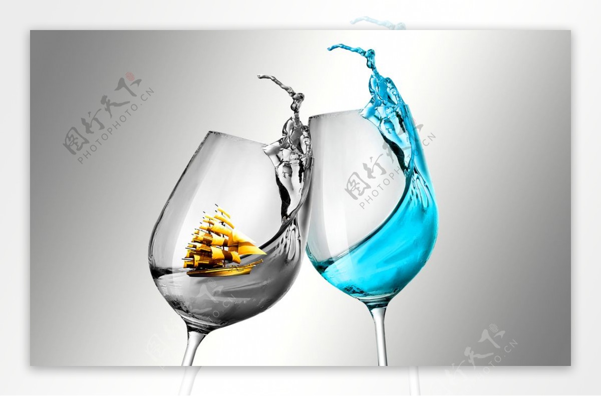 创意酒杯装饰画图片