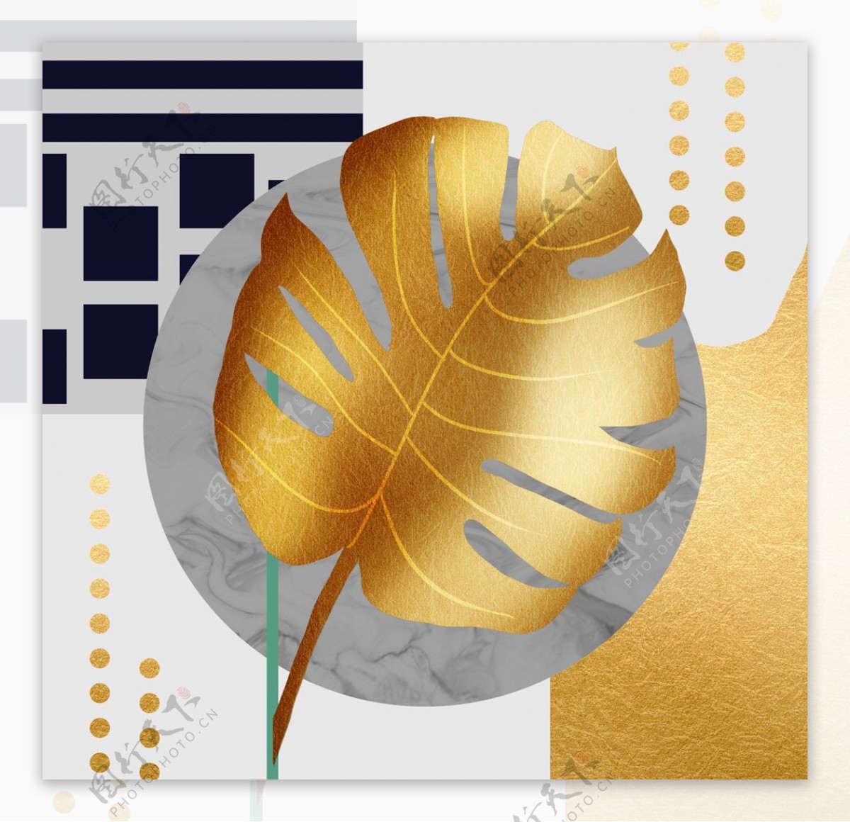 金色叶子晶瓷装饰画图片
