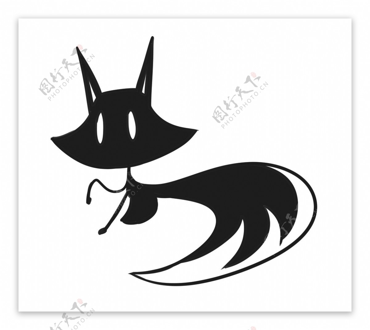 黑色的小狐狸手绘图片
